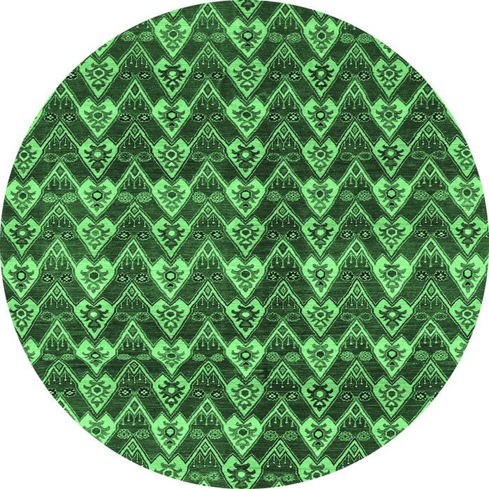 Round Abstract Emerald Green Modern Rug, abs3811emgrn
