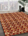 Machine Washable Abstract Tomato Red Rug in a Family Room, wshabs3811