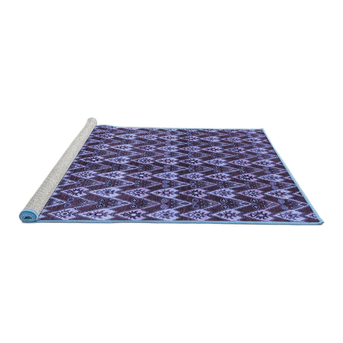 Sideview of Machine Washable Abstract Blue Modern Rug, wshabs3811blu