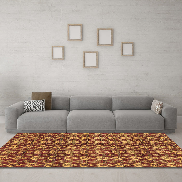 Machine Washable Abstract Brown Modern Rug in a Living Room,, wshabs3811brn
