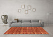 Machine Washable Abstract Orange Modern Area Rugs in a Living Room, wshabs3811org