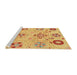 Sideview of Machine Washable Abstract Orange Rug, wshabs3812