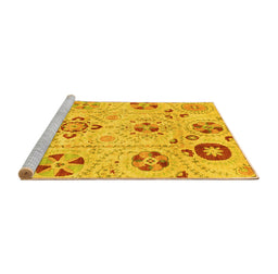 Sideview of Machine Washable Abstract Yellow Modern Rug, wshabs3812yw