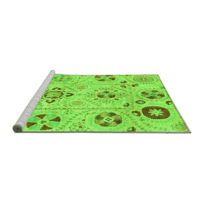 Sideview of Machine Washable Abstract Green Modern Area Rugs, wshabs3812grn