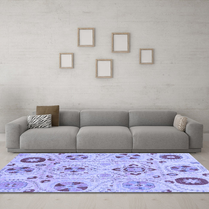 Machine Washable Abstract Blue Modern Rug in a Living Room, wshabs3812blu