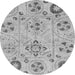 Round Abstract Gray Modern Rug, abs3812gry