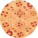 Round Abstract Orange Modern Rug, abs3812org