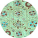 Round Abstract Light Blue Modern Rug, abs3812lblu