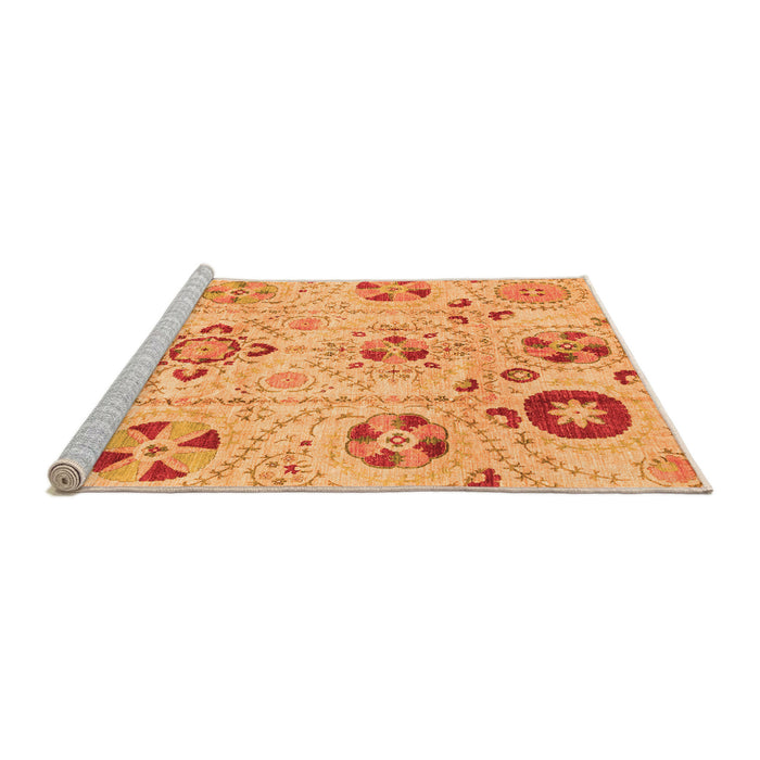 Sideview of Machine Washable Abstract Orange Modern Area Rugs, wshabs3812org