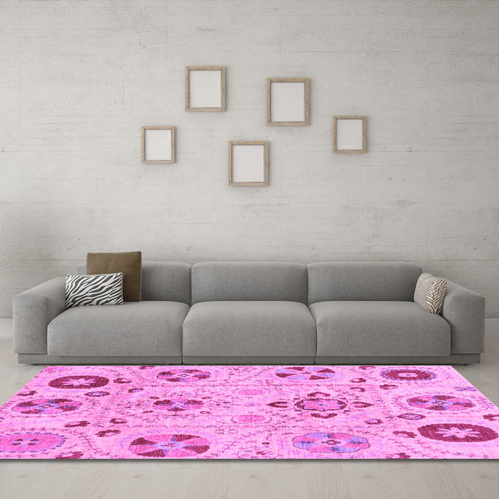 Machine Washable Abstract Purple Modern Area Rugs in a Living Room, wshabs3812pur