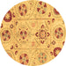 Round Machine Washable Abstract Brown Modern Rug, wshabs3812brn