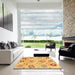 Square Abstract Orange Modern Rug in a Living Room, abs3812