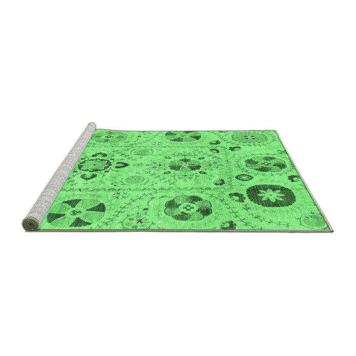 Sideview of Machine Washable Abstract Emerald Green Modern Area Rugs, wshabs3812emgrn