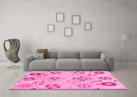 Machine Washable Abstract Pink Modern Rug, wshabs3812pnk