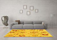 Machine Washable Abstract Yellow Modern Rug, wshabs3812yw