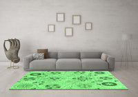 Machine Washable Abstract Emerald Green Modern Rug, wshabs3812emgrn