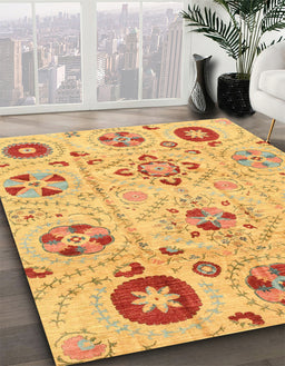Machine Washable Abstract Orange Rug in a Family Room, wshabs3812