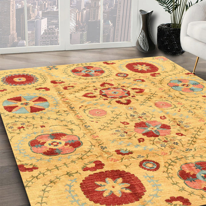 Machine Washable Abstract Orange Rug in a Family Room, wshabs3812