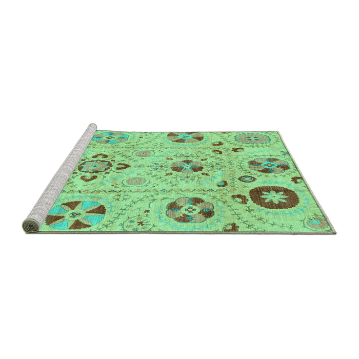 Sideview of Machine Washable Abstract Turquoise Modern Area Rugs, wshabs3812turq