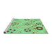 Sideview of Machine Washable Abstract Turquoise Modern Area Rugs, wshabs3812turq