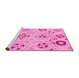 Sideview of Machine Washable Abstract Pink Modern Rug, wshabs3812pnk