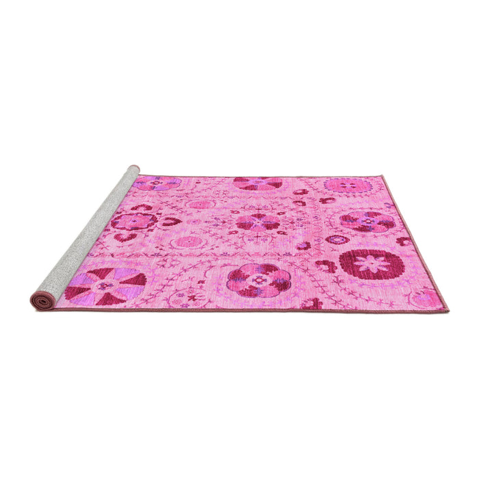 Sideview of Machine Washable Abstract Pink Modern Rug, wshabs3812pnk