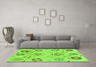 Machine Washable Abstract Green Modern Area Rugs in a Living Room,, wshabs3812grn