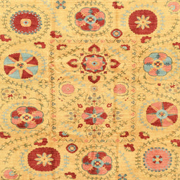 Square Machine Washable Abstract Orange Rug, wshabs3812