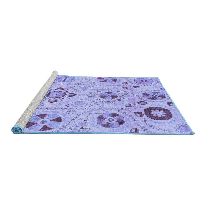 Sideview of Machine Washable Abstract Blue Modern Rug, wshabs3812blu