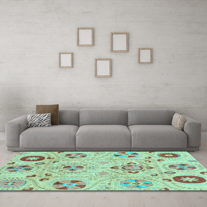 Machine Washable Abstract Light Blue Modern Rug in a Living Room, wshabs3812lblu