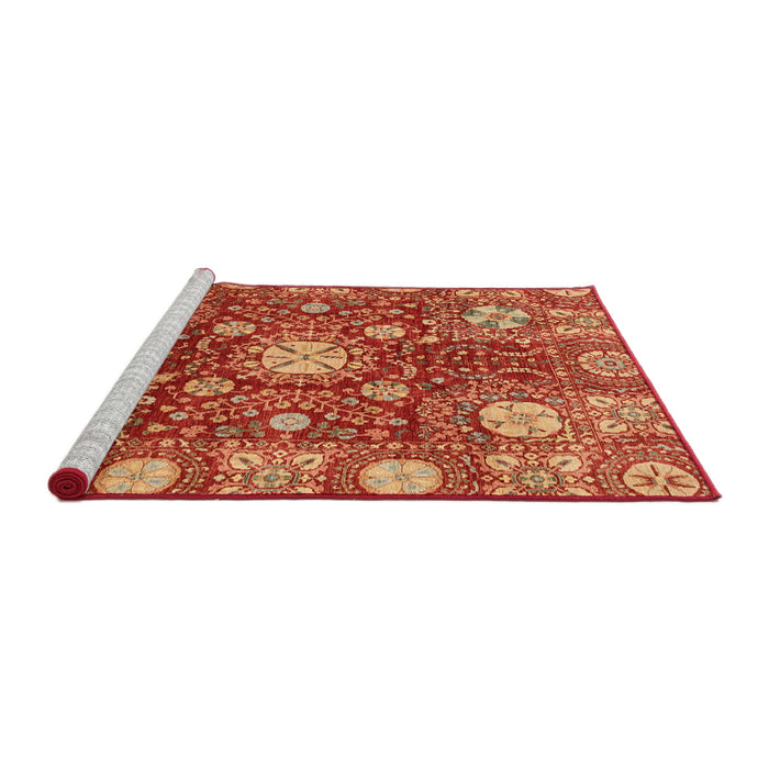 Sideview of Machine Washable Abstract Red Rug, wshabs3813