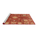 Sideview of Machine Washable Abstract Red Rug, wshabs3813