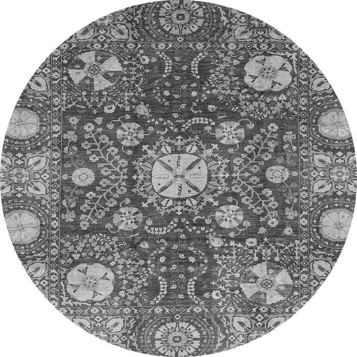 Round Abstract Gray Modern Rug, abs3813gry