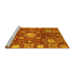 Sideview of Machine Washable Abstract Yellow Modern Rug, wshabs3813yw