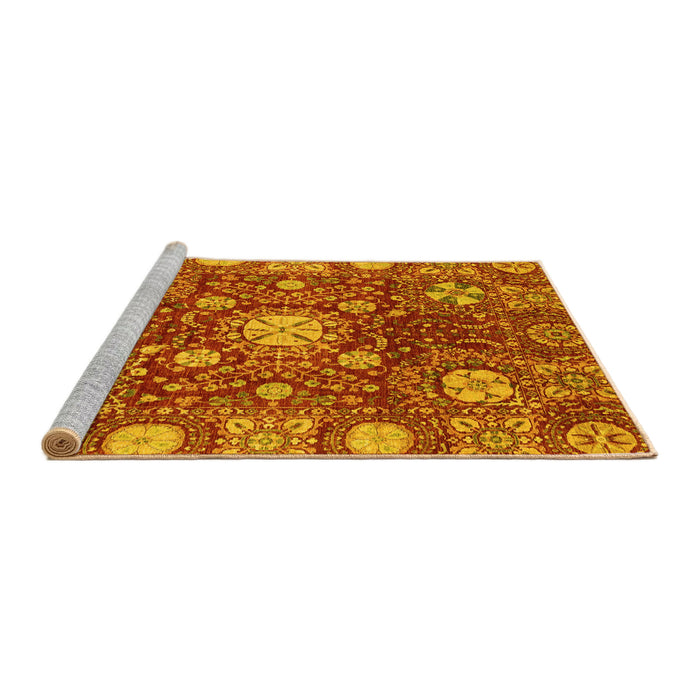 Sideview of Machine Washable Abstract Yellow Modern Rug, wshabs3813yw