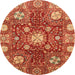 Round Abstract Red Modern Rug, abs3813