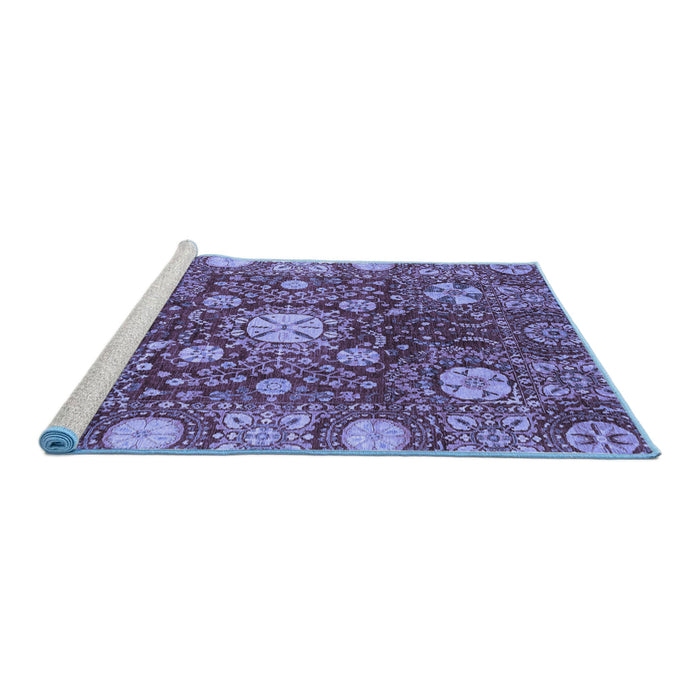 Sideview of Machine Washable Abstract Blue Modern Rug, wshabs3813blu
