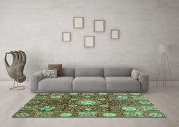 Machine Washable Abstract Turquoise Modern Area Rugs in a Living Room,, wshabs3813turq