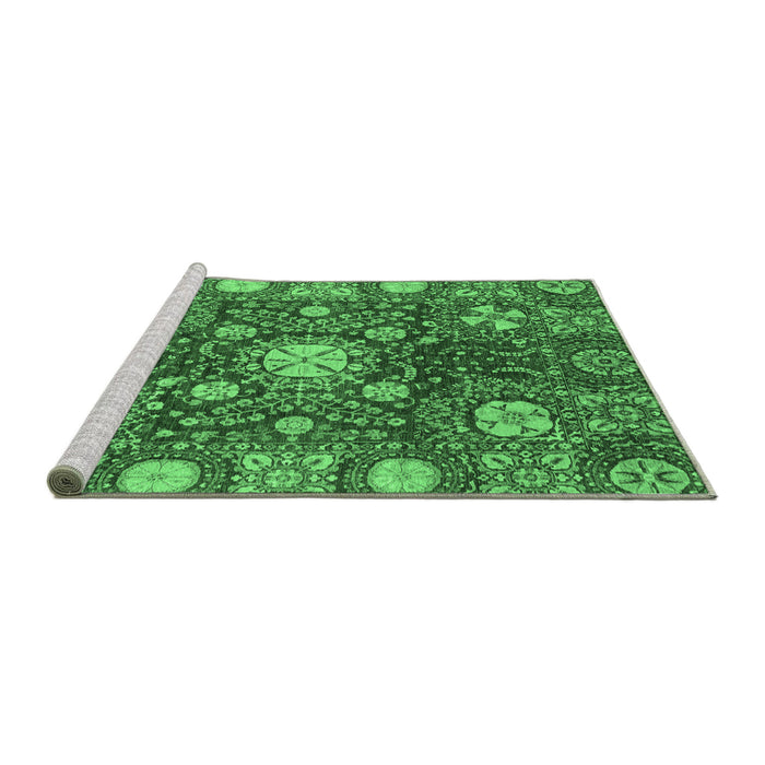 Sideview of Machine Washable Abstract Emerald Green Modern Area Rugs, wshabs3813emgrn