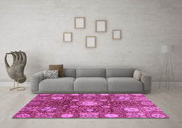 Machine Washable Abstract Purple Modern Area Rugs in a Living Room, wshabs3813pur