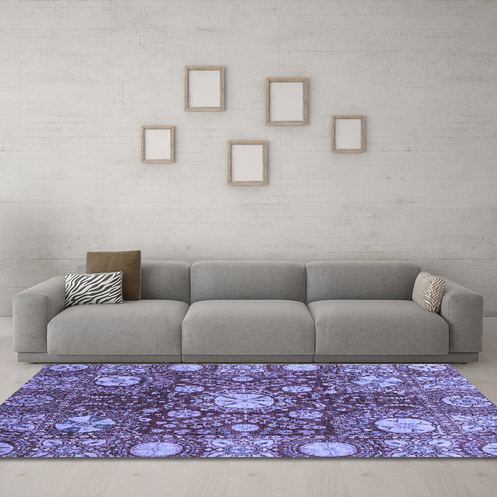 Machine Washable Abstract Blue Modern Rug in a Living Room, wshabs3813blu