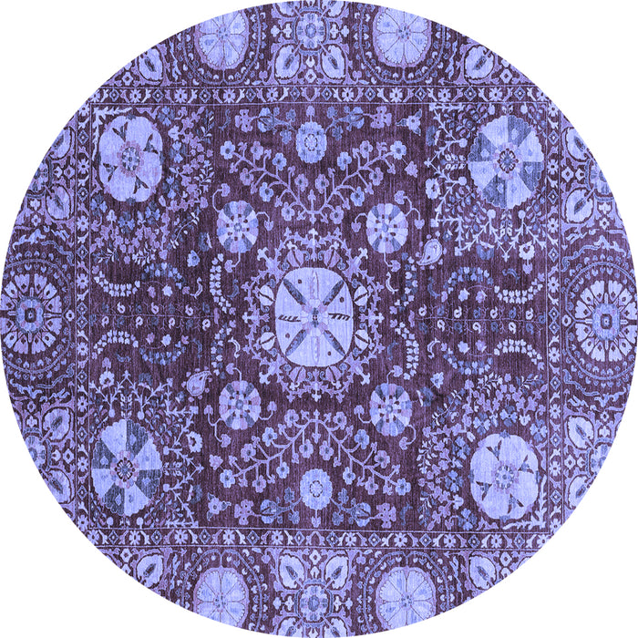 Round Machine Washable Abstract Blue Modern Rug, wshabs3813blu