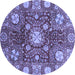 Round Machine Washable Abstract Blue Modern Rug, wshabs3813blu