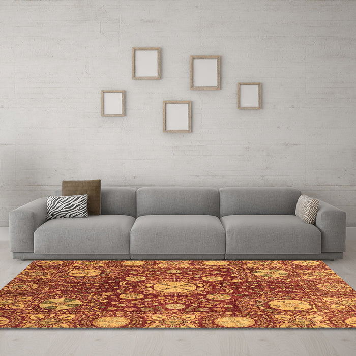 Machine Washable Abstract Brown Modern Rug in a Living Room,, wshabs3813brn