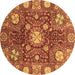 Round Abstract Brown Modern Rug, abs3813brn