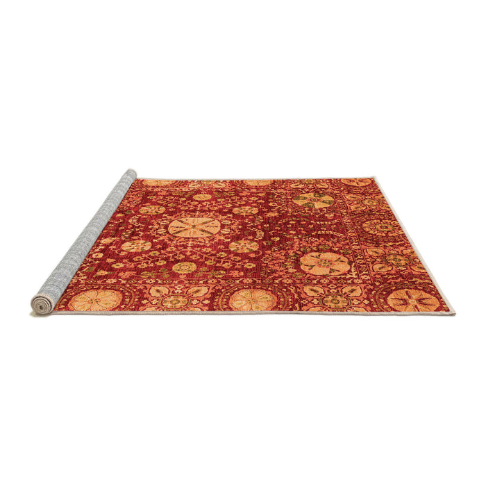 Sideview of Machine Washable Abstract Orange Modern Area Rugs, wshabs3813org