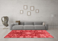 Machine Washable Abstract Red Modern Rug, wshabs3813red