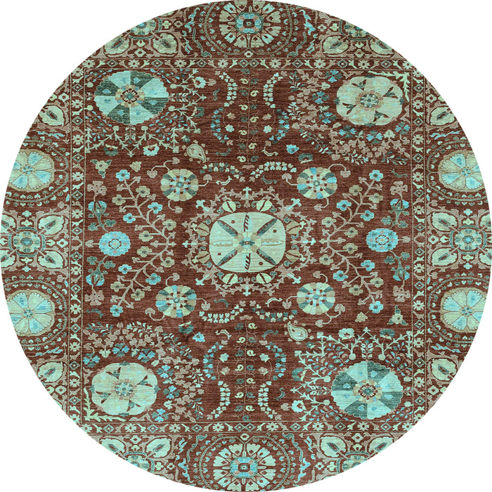 Round Abstract Light Blue Modern Rug, abs3813lblu