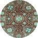 Round Abstract Light Blue Modern Rug, abs3813lblu