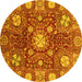 Round Abstract Yellow Modern Rug, abs3813yw